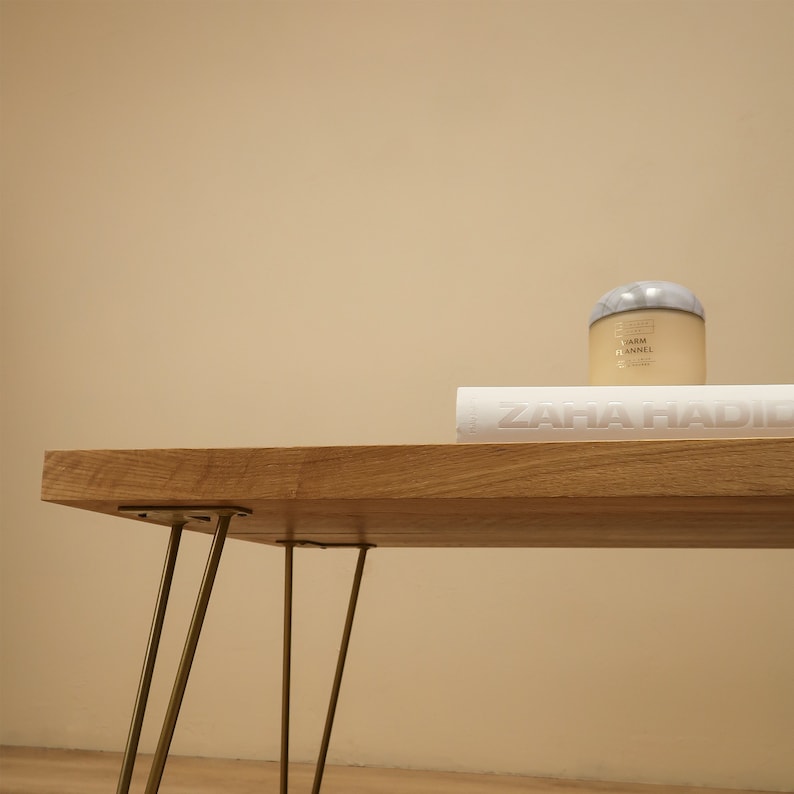 White Oak Coffee Table, Hairpin Legs Coffee Table.