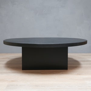 B&W Round Coffee Table With Square Base