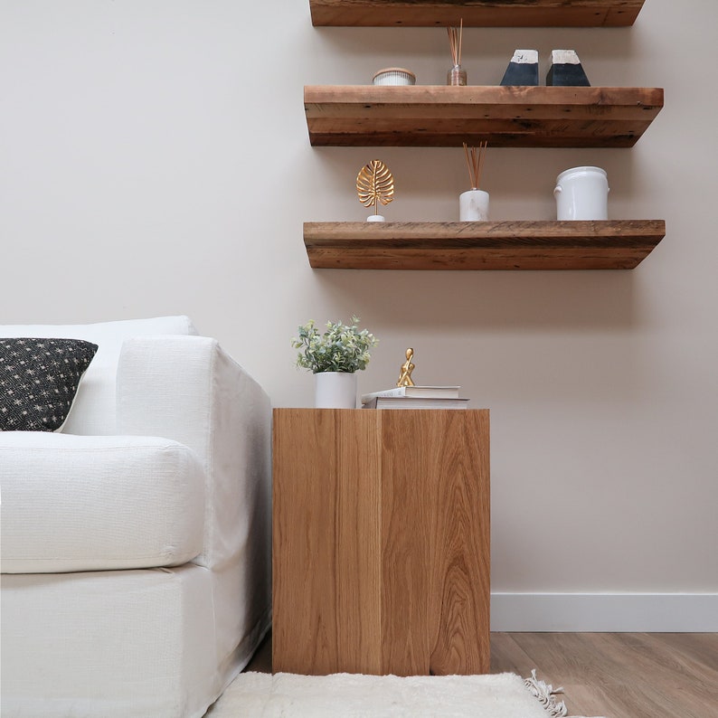 White Oak Box Side Table - Etsy