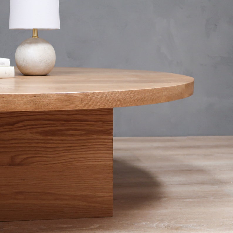 Round White Oak Coffee Table With Square.