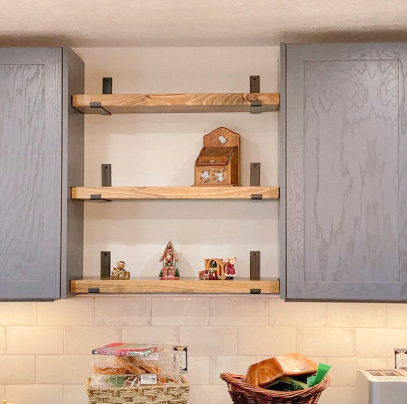 Rustic Shelves with J-Brackets, Book Shelf, Kitchen shelves image 9