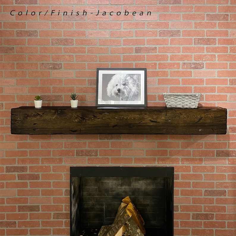 Distressed fireplace mantel inJacobean color