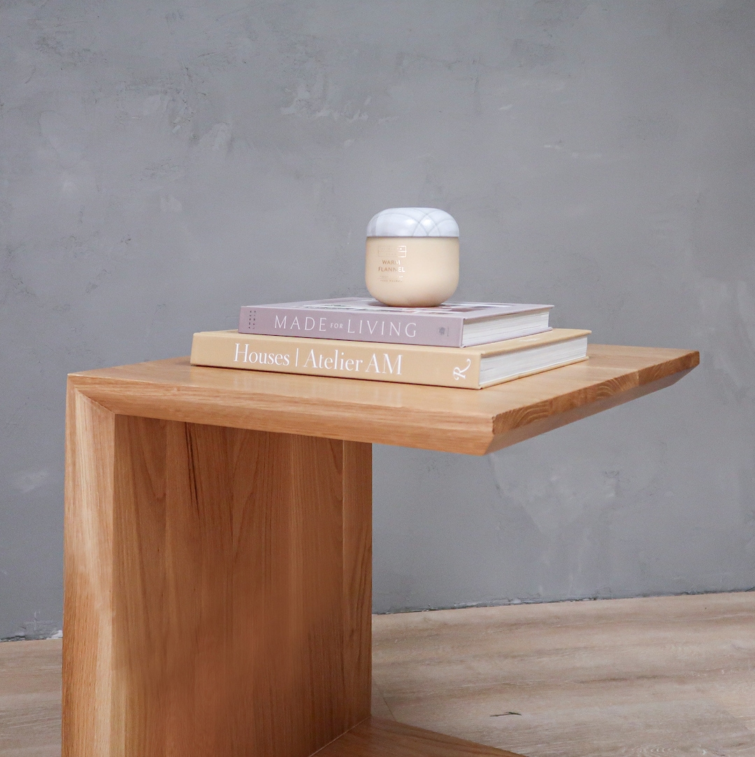 White Oak Side Table C-shape, End Table - Etsy