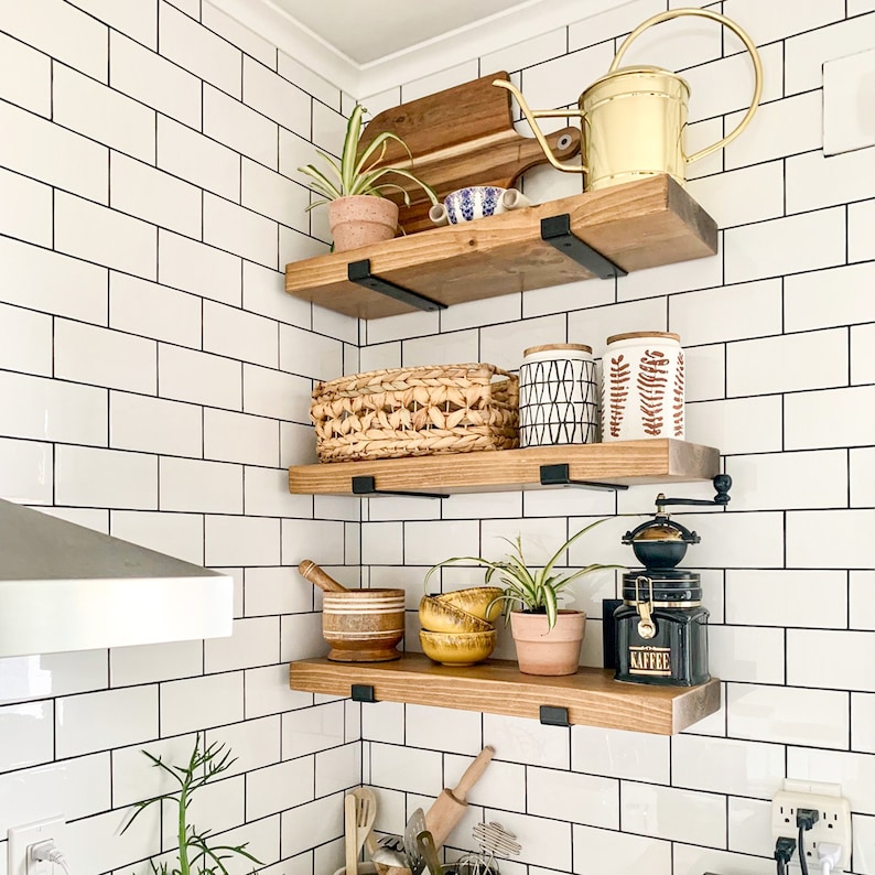 Rustic Shelves with J-Brackets, Book Shelf, Kitchen shelves image 2