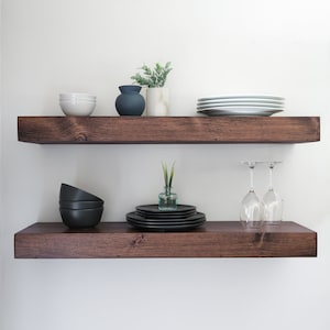 Modern floating shelves in provincial color