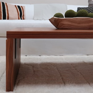 Walnut Waterfall Coffee Table, living room coffee table.