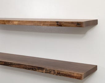 Live Edge Walnut Floating Shelves, Kitchen Shelves, Book Shelf