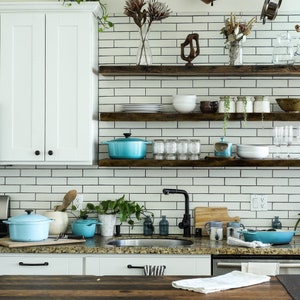 RusticFloating Shelves in Jacobean, custom shelving