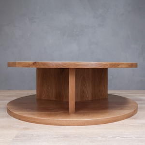 2-level Round White Oak Coffee Table With Y Base - Etsy