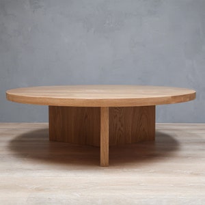 Round White Oak Coffee Table With Y Base