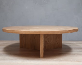 Round White Oak Coffee Table With Y Base