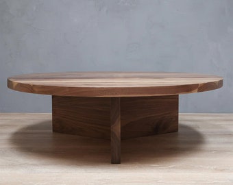 Round Walnut Coffee Table With Y Base