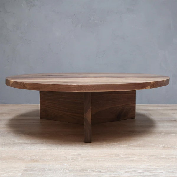 Round Walnut Coffee Table With Y Base