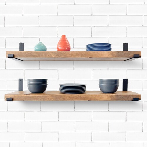 Estanterías rústicas con soportes en J, estantería para libros, estantes de cocina