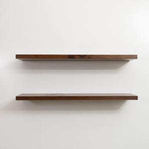 Two Provincial Rustic Floating Shelves on a Wall