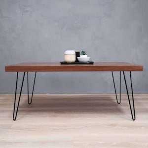Mesa de centro de nogal, mesa de centro con patas de horquilla