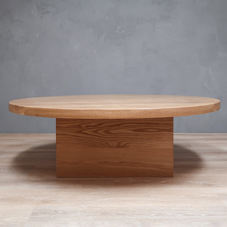Round White Oak Coffee Table With Square.