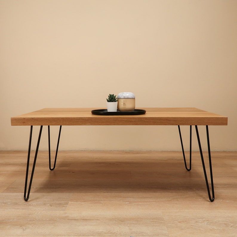 White Oak Coffee Table, Hairpin Legs Coffee Table.