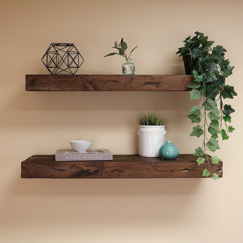 Distressed 3 Thick Floating Shelves Kitchen Shelf Etsy