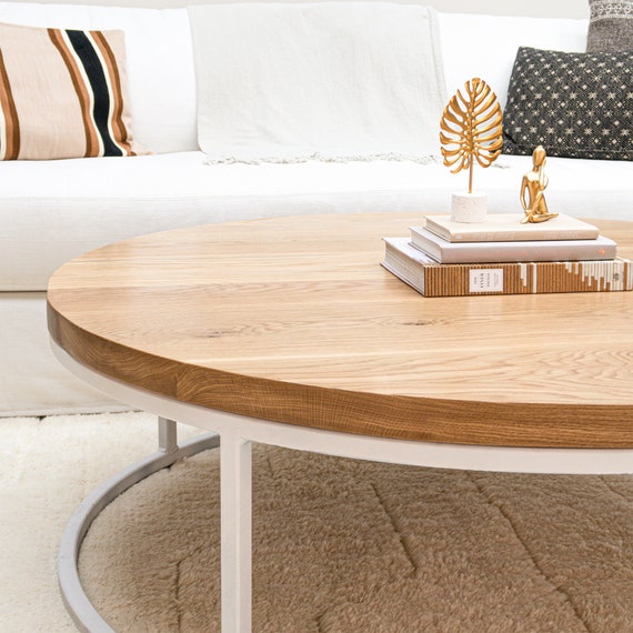 Round White Oak Coffee Table Coffee Tables Etsy UK