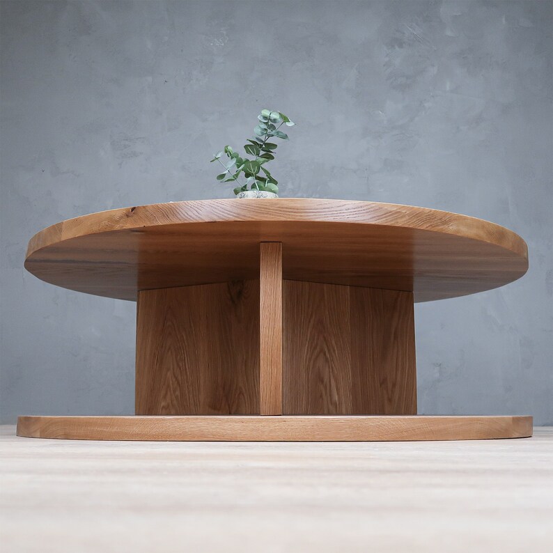 2-level Round White Oak Coffee Table With Y Base - Etsy