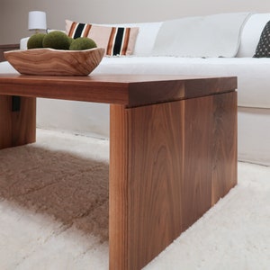 Walnut Waterfall Coffee Table, living room coffee table.