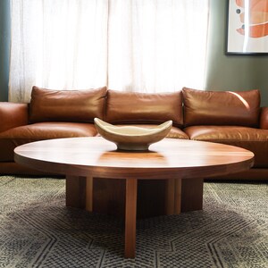 Round Walnut Coffee Table With Y Base - Etsy