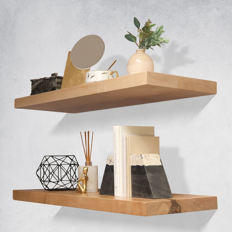 Maple Floating Shelves, Kitchen Shelves, Heavy Duty Shelves image 2