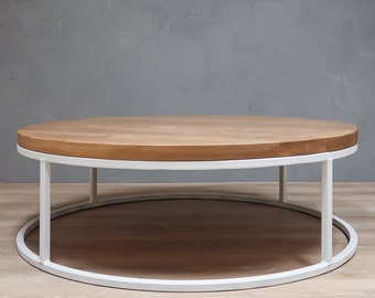 Table basse ronde en chêne blanc, tables basses