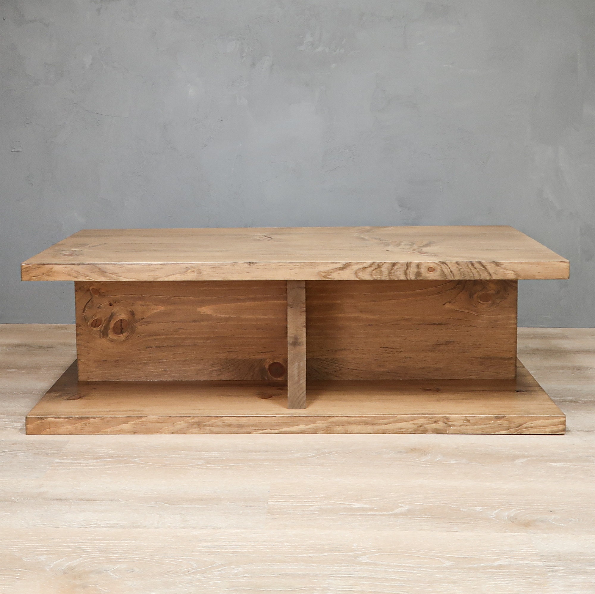 Rustic Cross Base 2-Level Coffee Table