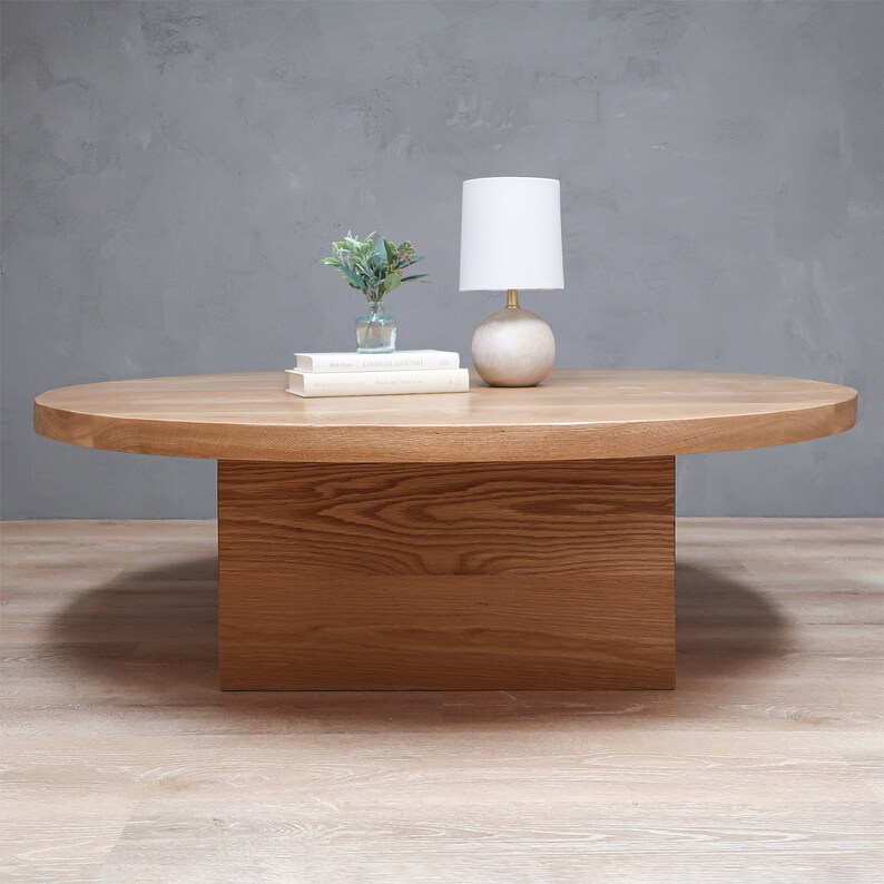 Round White Oak Coffee Table With Square.