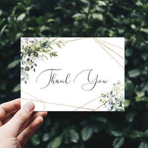 Printable Note Cards, Thank You postcard, Greenery thank you note card, INSTANT DOWNLOAD