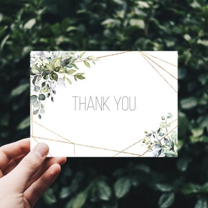 Printable Note Cards, Thank You postcard, Greenery thank you note card, INSTANT DOWNLOAD