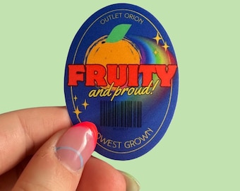 Fruity & Proud Queer Produce Label Bubble-free sticker