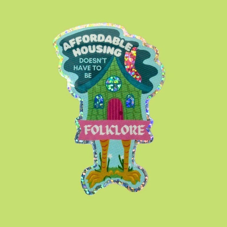 Baba Yaga Affordable Housing Glitter Holographic Sticker image 1