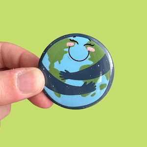 Earth Day Hug Button Pin