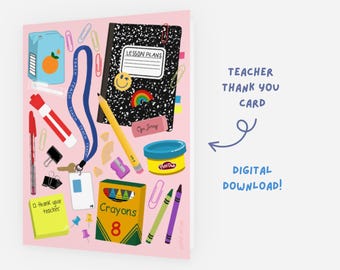 Tarjeta de agradecimiento para maestros/Tarjeta de agradecimiento con descarga digital