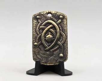 Abstract Brass Pendant | Engraved Statement Necklace Charm | Fractured Earth or Arcane Orbit