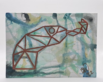 Geometric Snake Painting | Original Acrylic Painting | Snake Wall Art | Reptile Decor | 7x5 Canvas Panel