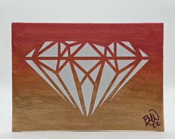 Geometric Diamond Painting | Original Acrylic Artwork | Color Gradient Wall Decor | 7x5 Canvas Panel