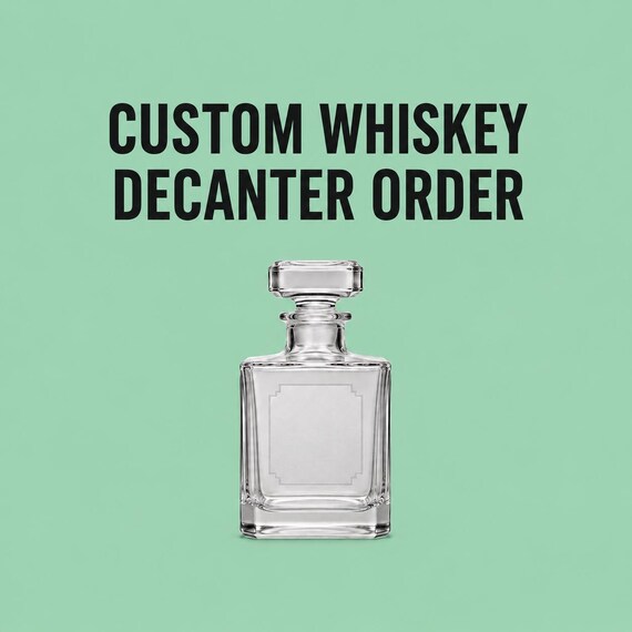 Photo or logo engraving on a whiskey decanter is a genuinely unusual flex — custom portrait or brand mark on glass is a step above standard monogram decanters.
