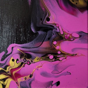 Smoke: Acrylic pour painting, modern abstract wall art, original on 8 x 8 canvas