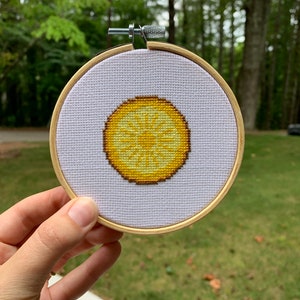 Decorative Lemon Cross Stitch - FINISHED