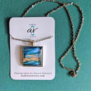 Abstract Water Nature Photo Pendant Necklace - Blue