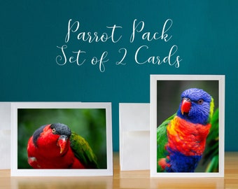 Papagei Pack Set von 2 Foto Grußkarten 5 x 7