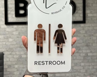 Acrylic Restroom Signage For Offices, Restaurants, Business - Customized