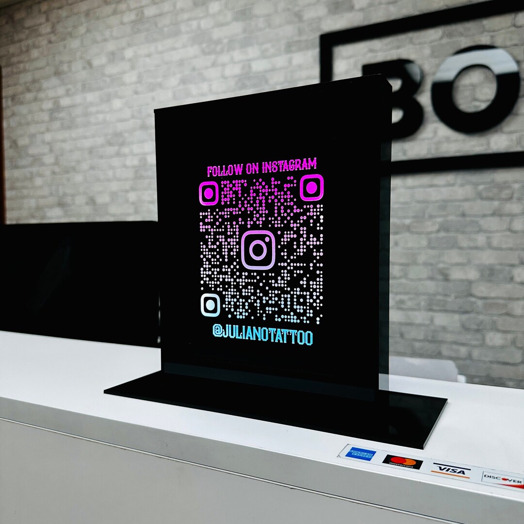 Illuminated QR CODE Sign Tabletop QR Code Sign Etsy