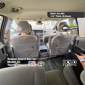 Clear Acrylic Sneeze Guard - Universal Size - Screen Shield - Perfect For Taxi, Uber, Lyft