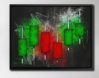 Modern Candlestick Chart Art: Stock Market Canvas, Wall Street Decor