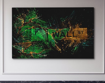 Wall Street Sign Canvas Art: Finance Office Decor